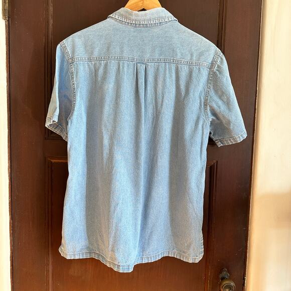 VINTAGE | Blue Boxy Denim Short Sleeve Western Shirt | Size Small - Picture 5 of 7